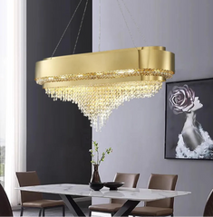 Luxury gold ceiling light styled in formal lounge setting