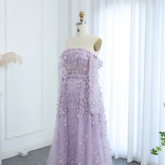Luxury lavender gala dress with floral detailing