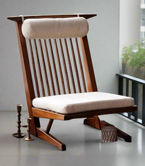 Luxury indoor outdoor high back wooden lounge chair