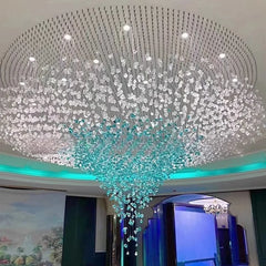 Luxury stainless steel pendant chandelier with colorful crystals