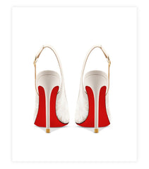Luxury white lace event stilettos with adjustable back strap