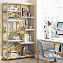 living room styled with rustic bookcase for books and decor
