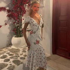 Mid-calf floral dress for women, ideal for daytime outings


