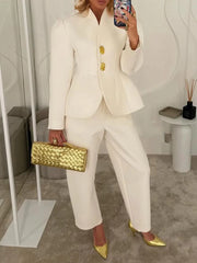 Elegant tailored co-ord set with metal button details