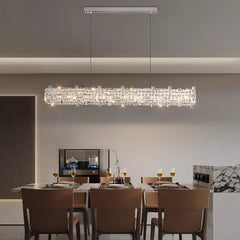 Minimalist glam crystal office chandelier with adjustable lighting