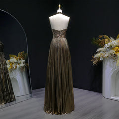 Minimalist prom gown with structured pleats and clean hemline