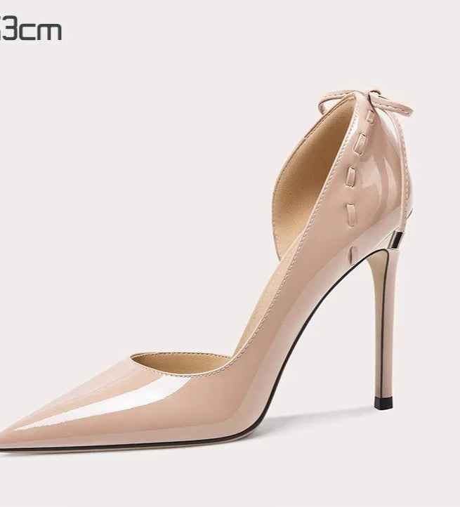 Minimalist occasion pumps in beige with chic bow accent