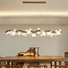 Modern LED flower ceiling light with gold and glass blossom shades