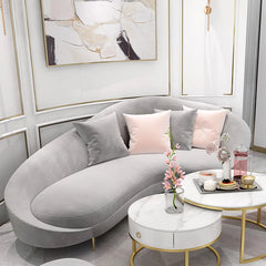 Modern grey velvet living room furniture arrangement