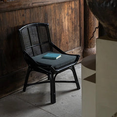 Stylish wooden rattan dining chair with metal support