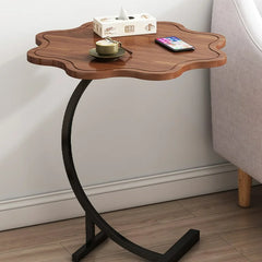 Modern sofa end table with curved petal surface