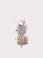 Multi-tone prom and wedding flower heels with crystal and bead accents