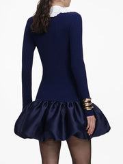 Collared mini dress with high waist placement and structured finish