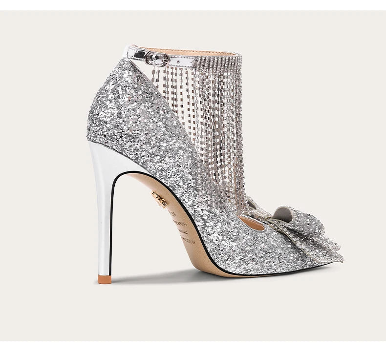 Night out crystal tassel pumps perfect for influencer and festive looks