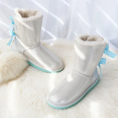 Non-slip sole silver winter boots for snowy weather