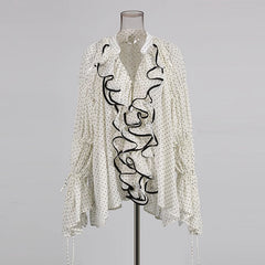 One size art event polka blouse ideal for fashion statement looks