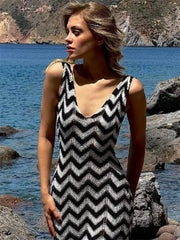 Slim fit high stretch knit summer maxi dress