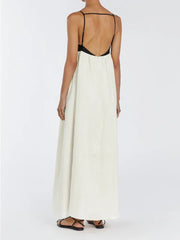 Sleeveless women’s long dress with suspender straps