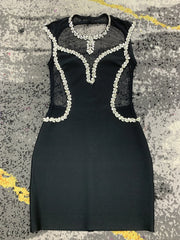 Mesh panel cocktail dress for women