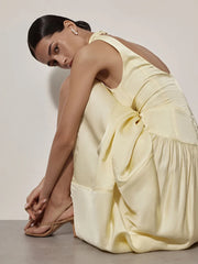 open back round neck maxi dress full length