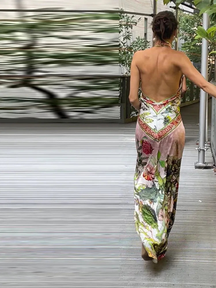 Open back floral dress for spring and summer celebrations