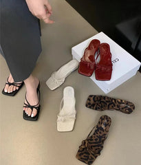 Elegant street style wedge flip flop slippers