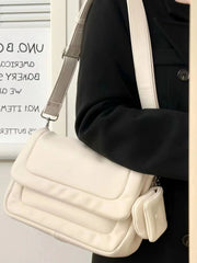 Large capacity cloud-inspired white crossbody bag
