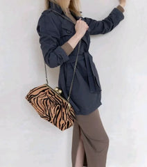 Statement leopard frame bag with ball clasp