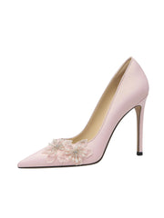 Women’s lace flower pumps for weddings and banquets