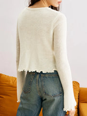 White cropped sweater flattering petite frames and spring layers