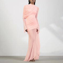 Elegant pink dress ideal for dinners, weddings, and gala occasions