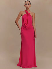 Pink halter neck evening gown perfect for formal occasions and summer events
