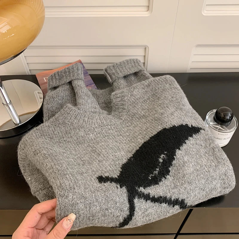 Plush cashmere blend oversized cherry sweater high street