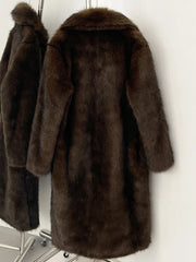 Women’s faux-fur coat with turn-down collar