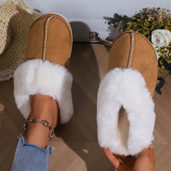 Indoor winter slippers with plush fur lining