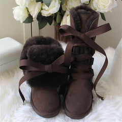 Plush insole warm snow boots for women