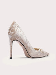 Pointed party stiletto pumps with pearl embellishments
