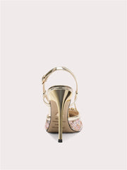 High heel banquet sandals with woven detail