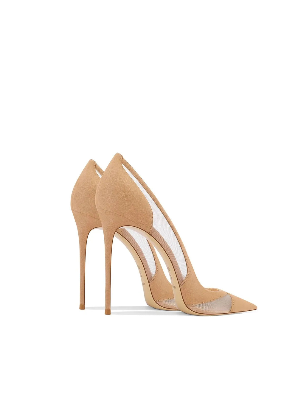 Pointed toe mesh elegant heels in beige for weddings