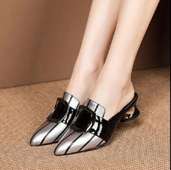 Women’s summer metallic spike heel shoes