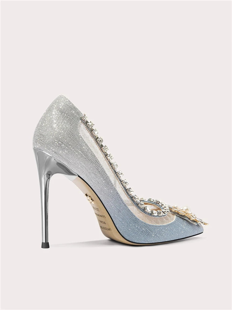 Sparkling sequin high heel pumps for weddings