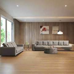 Luxury modular leather sofa with solid wood frame and metal legs