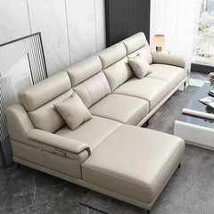 Premium leather sofa set with wooden frame and sponge filling
