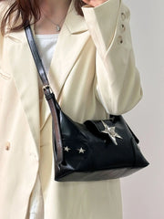 Black crossbody bag with silver star detail