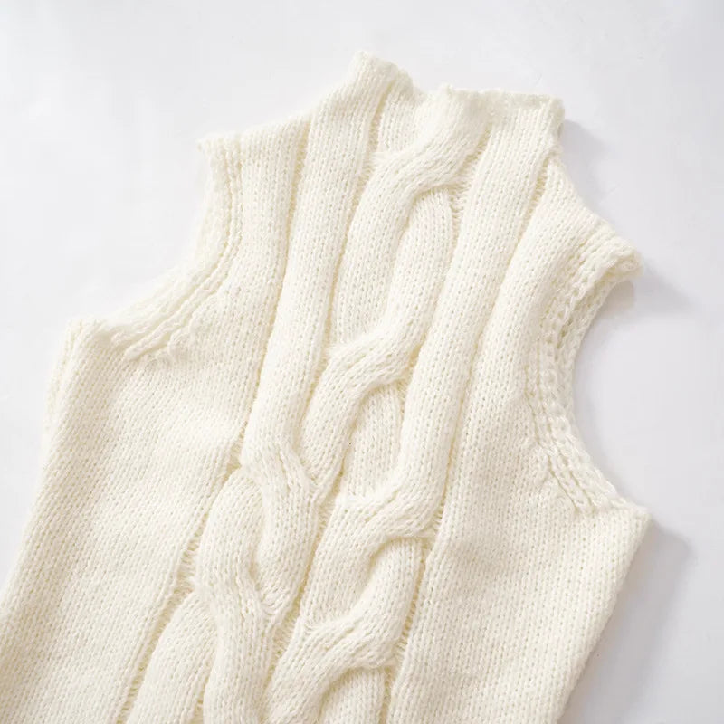 The back view of the vest, showing the classic O-neckline.

