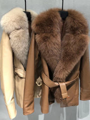 Sheepskin blazer with full-pelt fur collar
