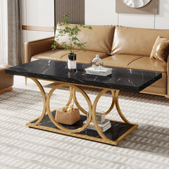modern rectangular coffee table with two-tier structure for decor

