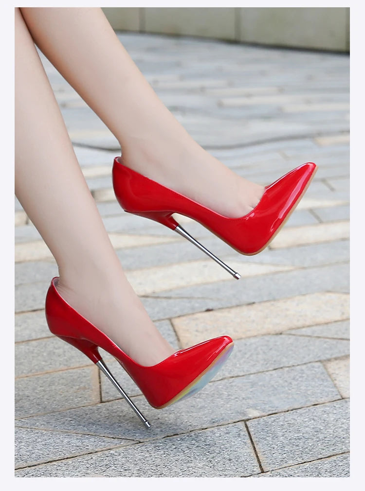 Ultra high patent heels in  red