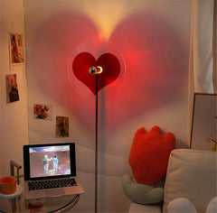 Red heart shadow lamp creating ambient mood lighting