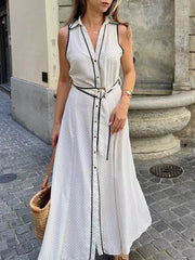Resort chic polka dot vacation dress designed for spring and autumn